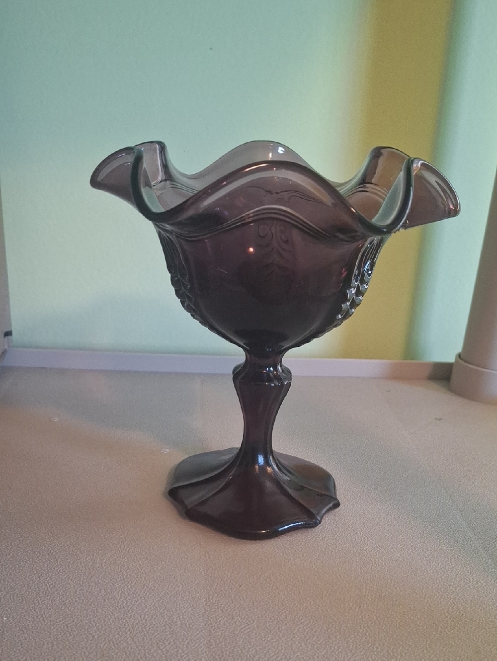 Vintage Purple Fenton Pedestal Candy Dish